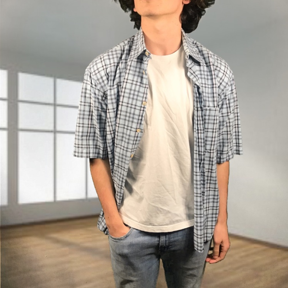 Authentic Burberry Short Sleeve Button Down Shirt